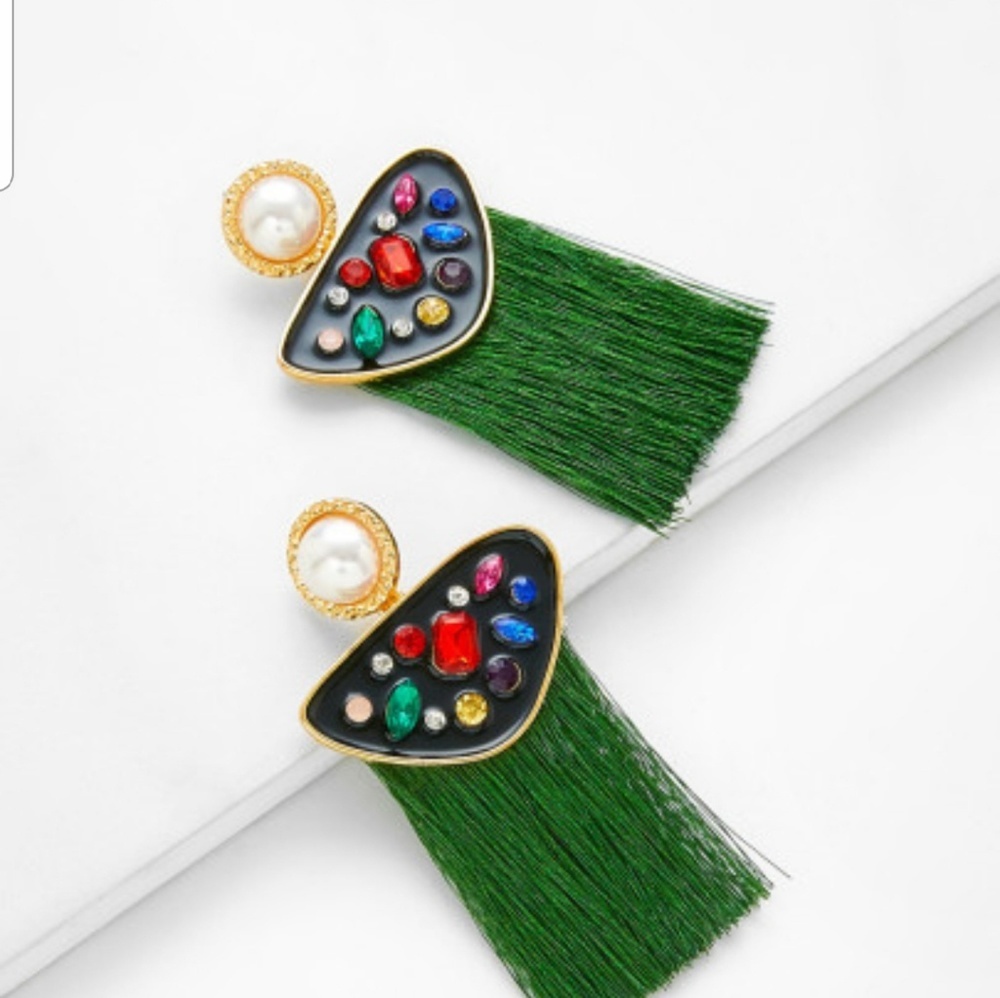 Tassel green earrings! And free gift